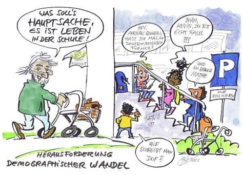 Cartoon von Michael Hüter Demografischer Wandel als Herausforderung