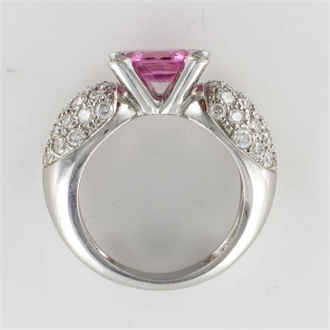 Bague Saphir rose et Diamants poinçon tête d aigle Bijouxbaume