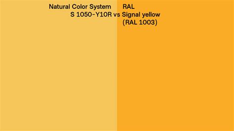 Natural Color System S 1050 Y10r Vs Ral Signal Yellow Ral 1003 Side