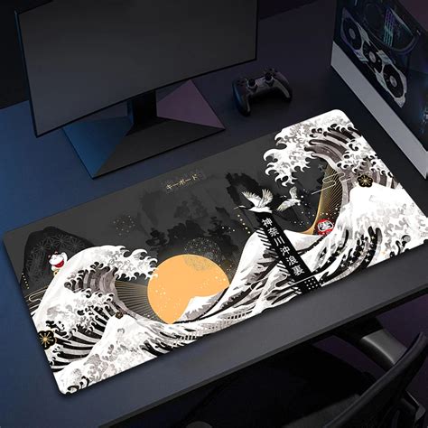 HD Print Gaming Desk Mat Grande Onda Off Mousepad Grande Antiderrapante