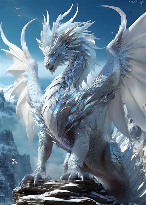 White Heaven Elder Dragon Poster Picture Metal Print Paint By