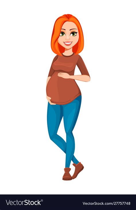 Beautiful pregnant woman cartoon character Vector Image