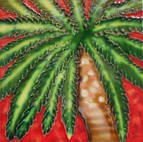 Palm Tree Hand Painted Ceramic Art Tile With Easel Back 6 X 6 Etsy