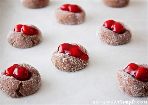 Chocolate Cherry Thumbprint Cookies Somewhat Simple