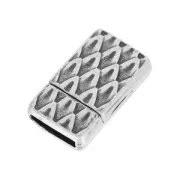 Fermoir aimanté motif écailles 22x13 mm pour lacet 10 mm Placage Argent