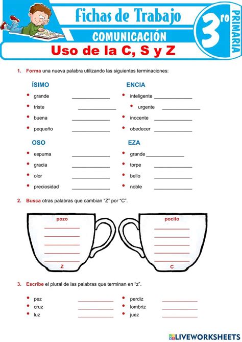 Uso De La C S Y Z Para Tercer Grado De Primaria Worksheet Map