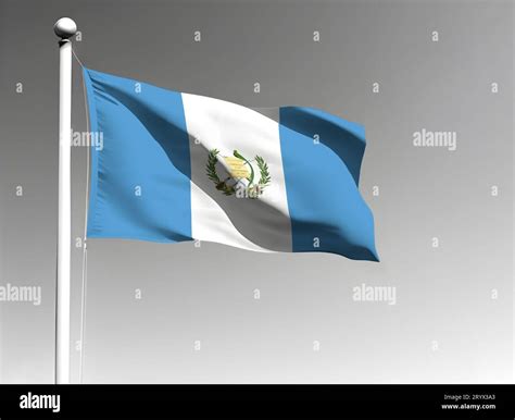 Guatemala National Flag Isolated Waving On Gray Background Stock Photo