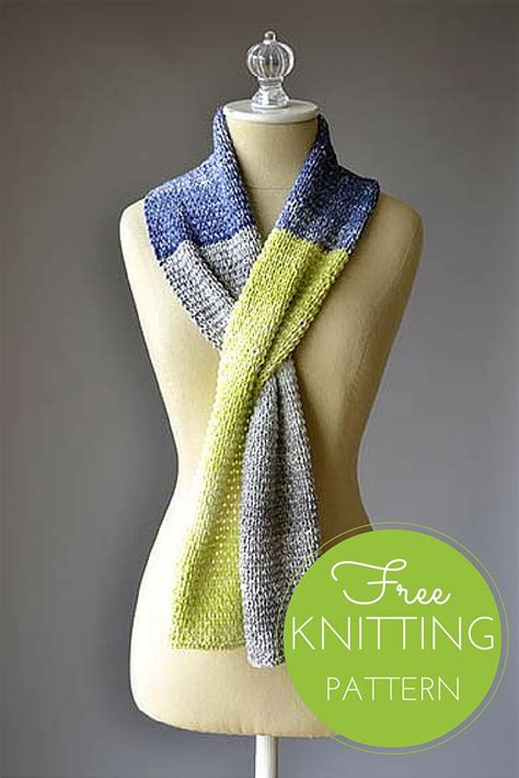 Seaspray Color Block Scarf Free Knitting Pattern Blog Nobleknits