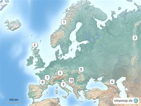 StepMap Gebirge Europa Landkarte für Deutschland