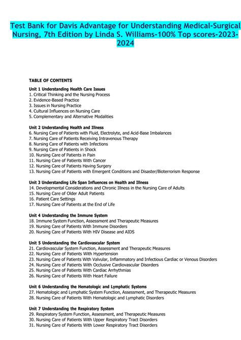 Solution Test Bank For Davis Advantage For Understanding Medical