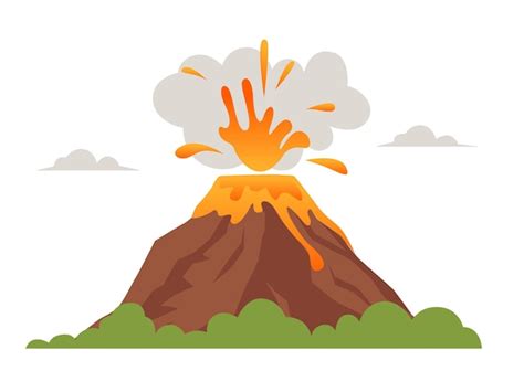 Premium Vector Volcano Eruption Erupting Lava Hot Magma Volcanic Ash From Mountain Crater