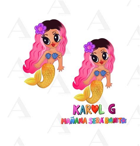 Printable Karol G Mermaid PNG Hand Drawn Sublimation Designs Etsy Israel