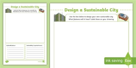 Design A Sustainable City Worksheet Teacher Made Twinkl