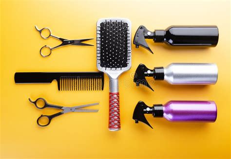 Hair Care Salon Equipment Set Top View Of Tools For Hairdressing And