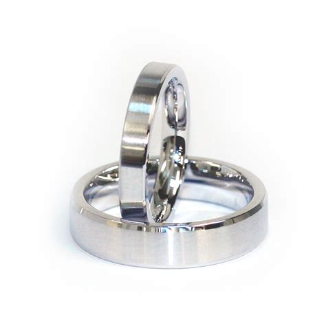 His And Hers Matching Platinum Wedding Bands With Satin Centres And