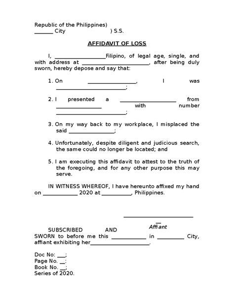 Affidavit Of Loss Philippines Fill And Sign Printable Template Online