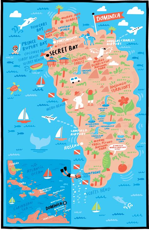 Illustrated Map of Secret Bay, Dominica — Nate Padavick