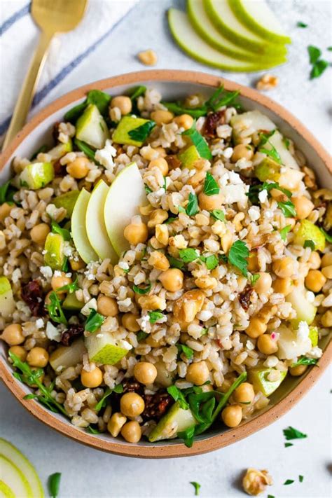 Easy Barley Salad With Chickpeas Recipe Barley Salad Salad Meal Prep Barley Recipe