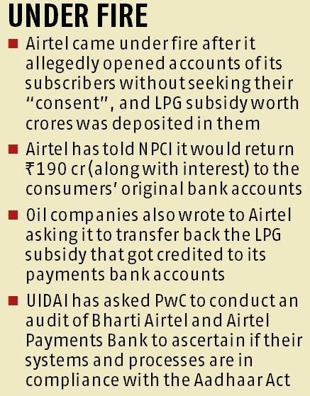 Will Return Rs 190 Cr Subsidy To Original Accounts Airtel To Npci