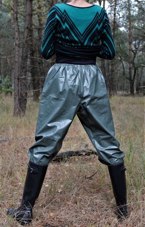 Vintage 80s Grey Green PVC Rain Suit