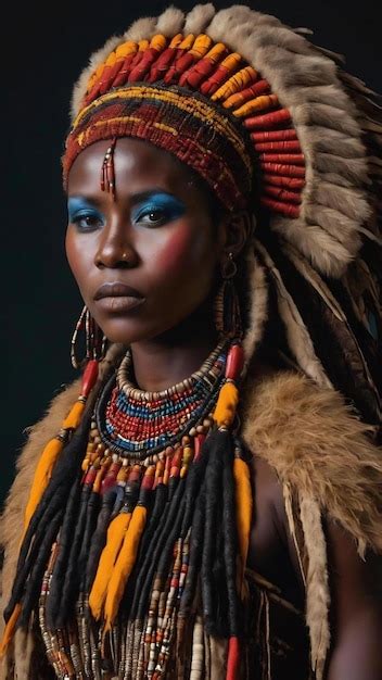 Premium AI Image | Closeup portrait of an african shaman female from ...