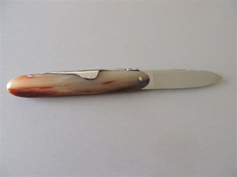 Couteau Navette Cm Sans Anneaux Corne Blonde Flamm E Par Jacques