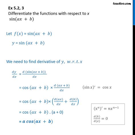 Ex 5 2 3 Differentiate Sin Ax B Chapter 5 Class 12