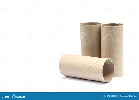 Rolo Vazio Do Papel Higi Nico No Fundo Branco Imagem De Stock Imagem