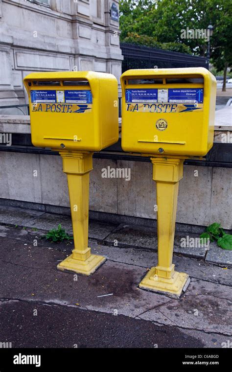 Yellow French Poste Post Boxes In Paris France Stock Photo Alamy