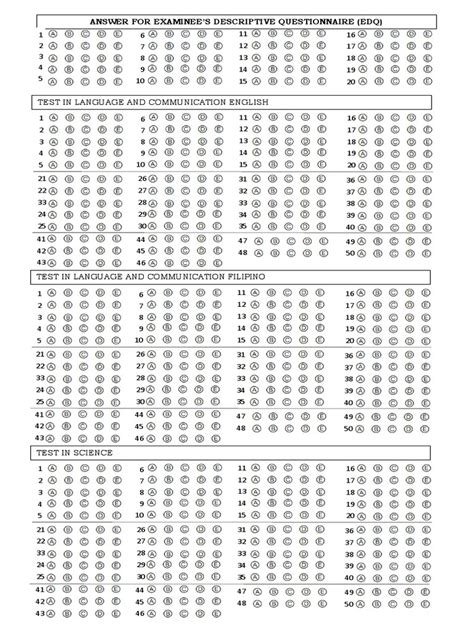 Nat Answer Sheet New Pdf Science Cognition