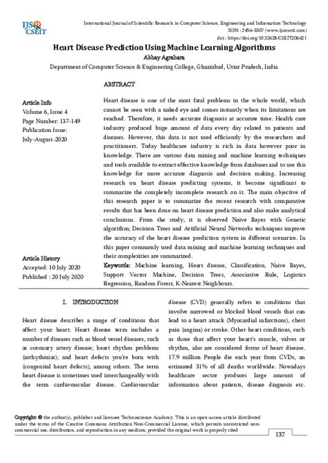 Pdf Heart Disease Prediction Using Machine Learning Algorithms