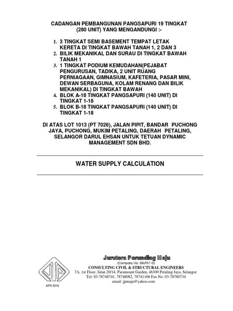 Water Supply Calculation Syabas Pdf Valve Pipe Fluid Conveyance