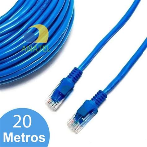 Cabo De Rede Azul Montado Internet Alta Velocidade 20 Metros Decorium