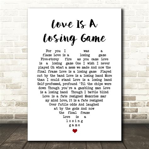 Amy Winehouse Love Is A Losing Game Song Lyric Quote Print