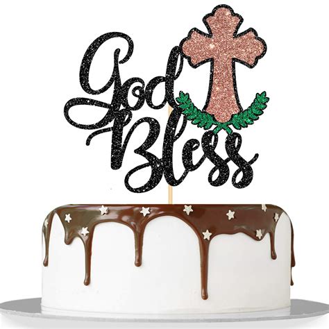 Buy Tricolor Glitter God Bless Cake Topper For Baby Shower Blessed Cake