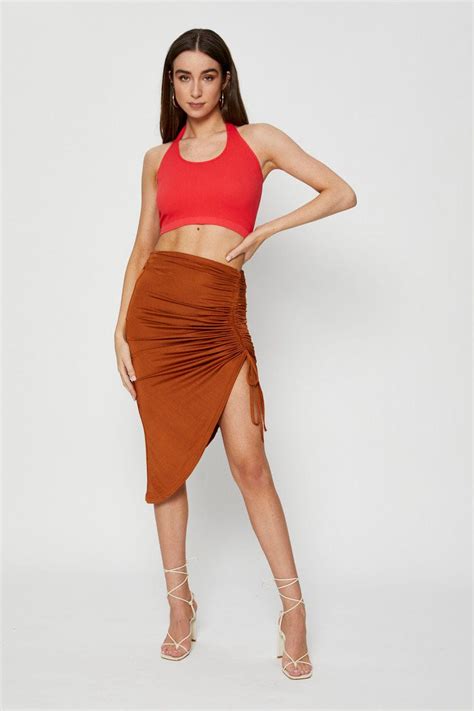 Women’s Red Crop Top Halter Neck Seamless Ally Fashion