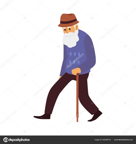 Old Man Walking Stick Cartoon