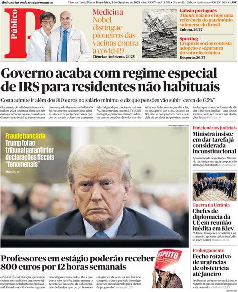 Público 3 out 2023 Jornais e Revistas SAPO pt Última hora e