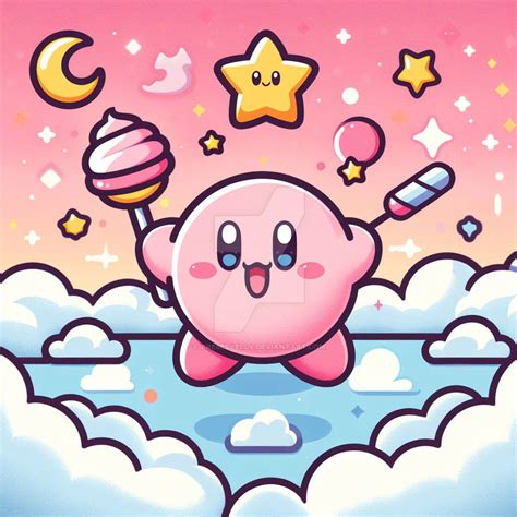 cute kirby illustration digital art in the sky by xRebelYellx on DeviantArt