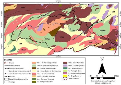 Mapa Geológico Da Bacia Hidrográfica Do Rio Una Download Scientific Diagram