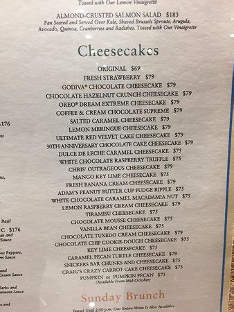 cheesecake factory cheesecake menu