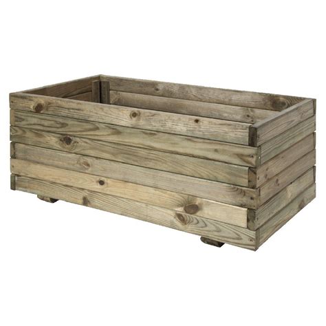 Jardinière bac en bois rectangulaire naturel Bac en bois Bac a fleur