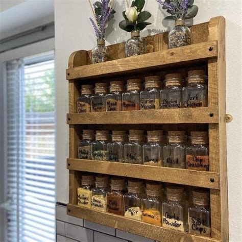 Rustic Spice Rack Wooden Spice Rack Wall Mounted Spice Rack Free