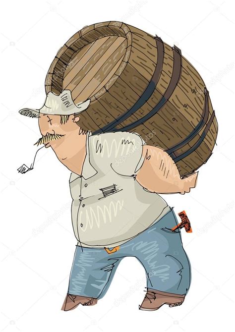 Hombre llevando barril con alcohol vector gráfico vectorial iralu1