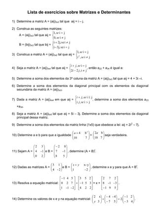 Matrizes e determinantes exercícios PDF Download Gratuito