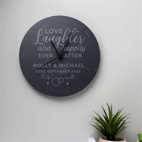 Buy Love And Laughter Personalised Slate Hanging Clock For Gbp 2049