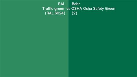 Ral Traffic Green Ral Vs Behr Osha Osha Safety Green Side By