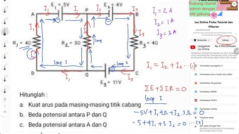 Menghitung Kuat Arus Pada Masing Masing Percabangan Resistor I1 I2 I3 Menggunakan Hukum Kirchoff