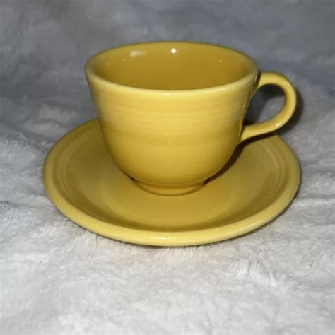 Fiestaware Dining Fiesta Cup And Saucer Sunflower Usa Homer Laughlin Co Lead Free Vintage