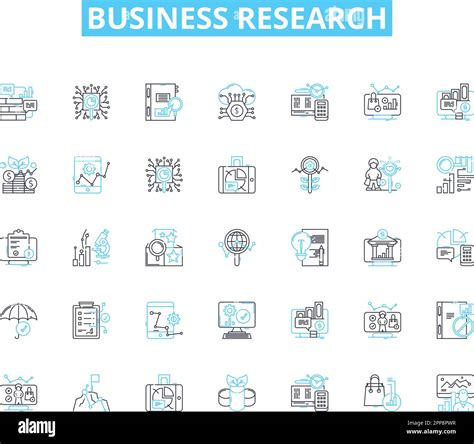 Business Research Linear Icons Set Analysis Trends Insights Survey